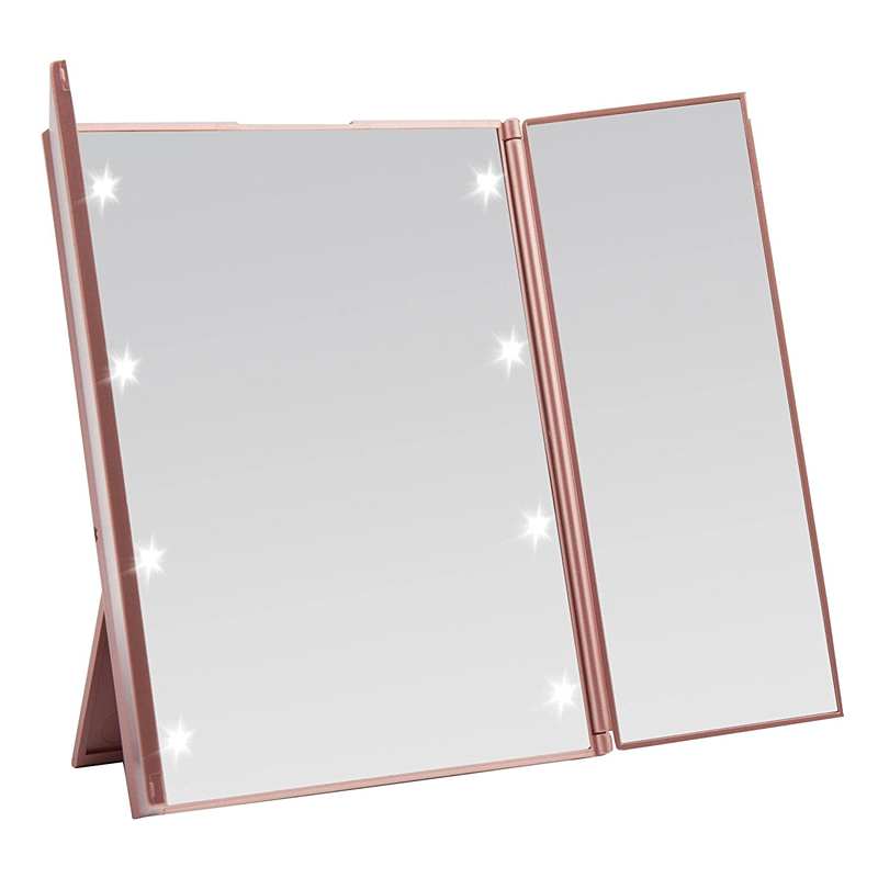 SM144 Трехкратное настольное зеркало для макияжа, 21 светодиодная подсветка, косметическое зеркало с увеличением 2X, 3X