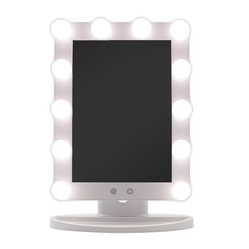 SM279E Зеркало для туалетного столика с поворотом на 45 градусов Зеркало для макияжа с голливудской подсветкой и 12 лампами с регулируемой яркостью