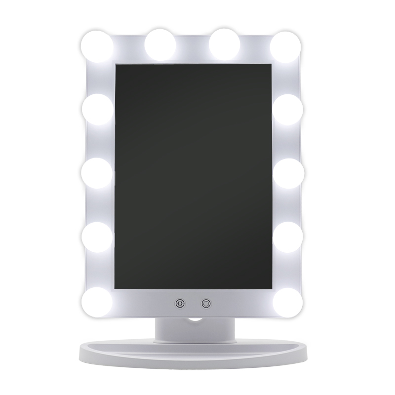 SM279E Зеркало для туалетного столика с поворотом на 45 градусов Зеркало для макияжа с голливудской подсветкой и 12 лампами с регулируемой яркостью