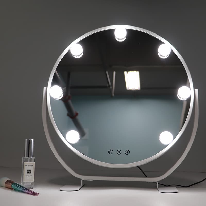 DP364 Круглая форма с металлическим каркасом на голливудском зеркале, косметическое зеркало с подсветкой